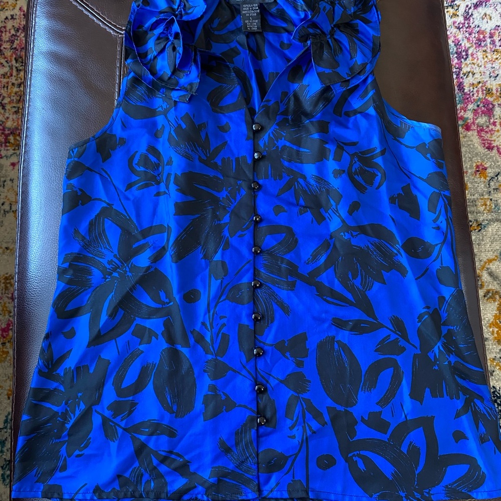 Blue floral blouse